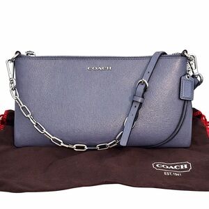 🦋 COACH Blue Denim Color Coated Canvis Leather Crossbody NEW W/ Dustbag